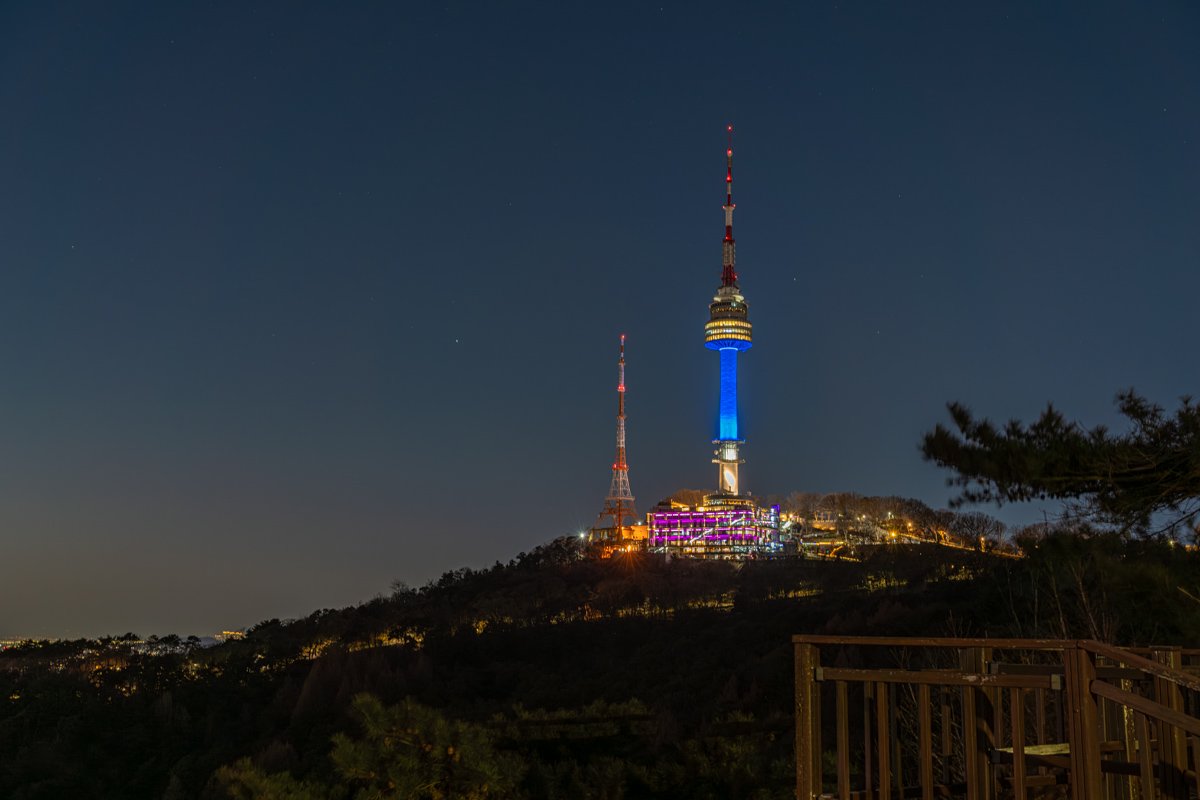 Seoul at winter sunset seen from N Seoul Tower on Namsan